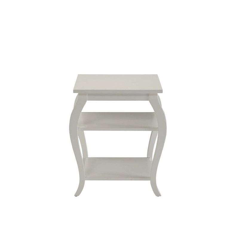 HomeRoots 23 Black Wood Bow Leg End Table With Two Shelves - 20 W x 18 D x 23 H