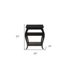 HomeRoots 23 Black Wood Bow Leg End Table With Two Shelves - 20 W x 18 D x 23 H