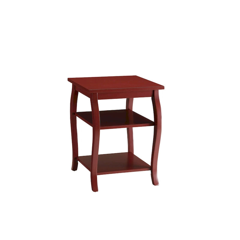 HomeRoots 23 Black Wood Bow Leg End Table With Two Shelves - 20 W x 18 D x 23 H