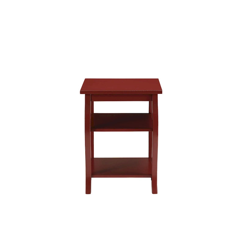 HomeRoots 23 Black Wood Bow Leg End Table With Two Shelves - 20 W x 18 D x 23 H