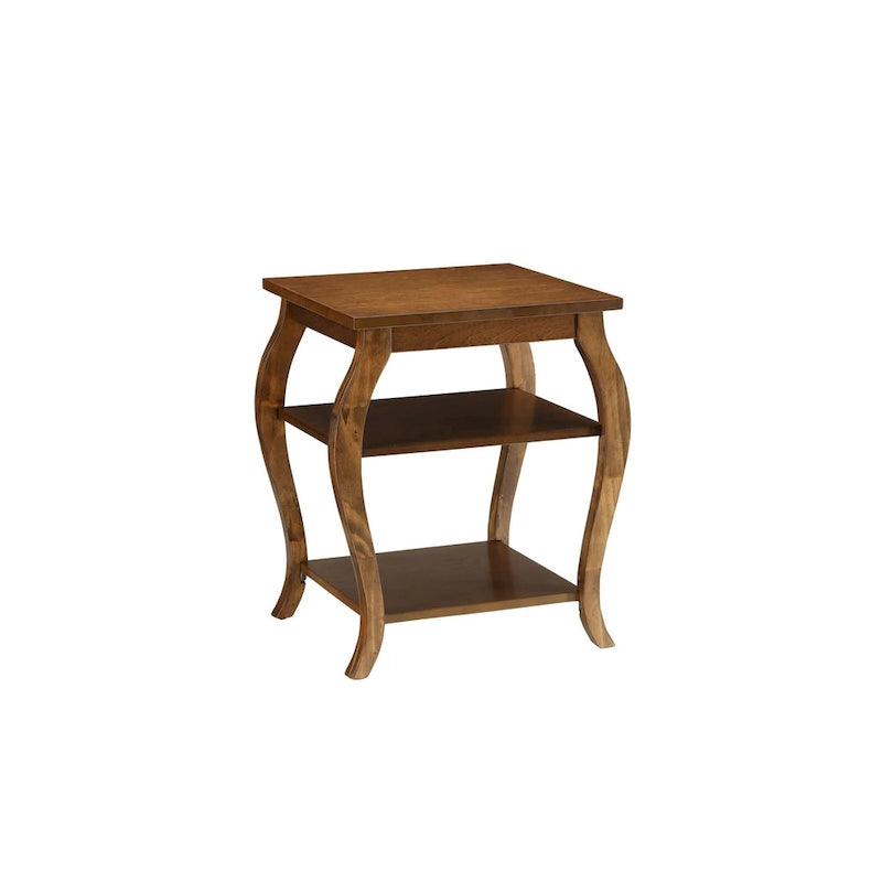 HomeRoots 23 Black Wood Bow Leg End Table With Two Shelves - 20 W x 18 D x 23 H
