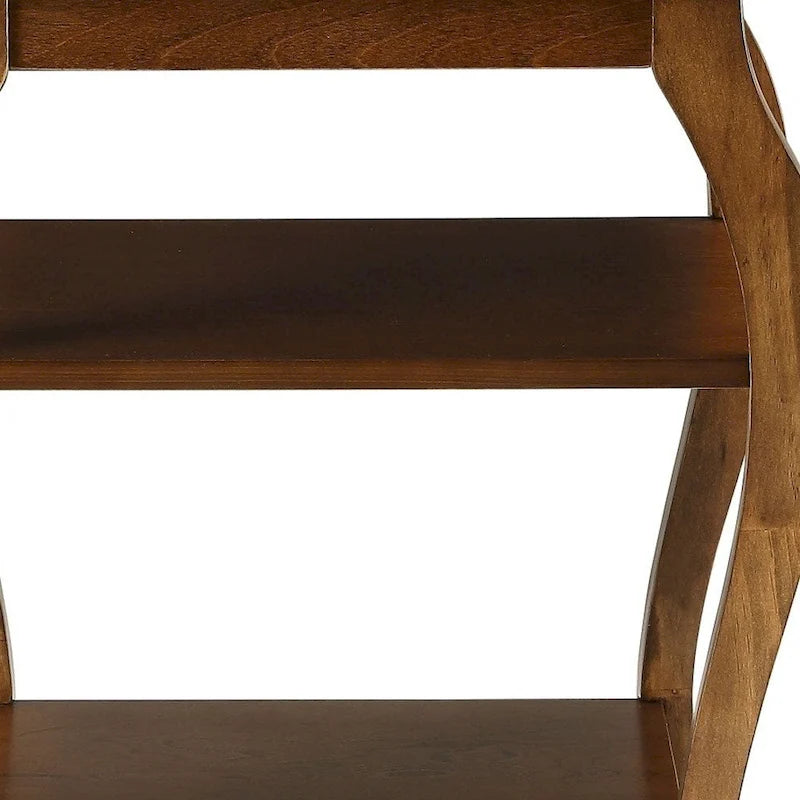 HomeRoots 23 Black Wood Bow Leg End Table With Two Shelves - 20 W x 18 D x 23 H