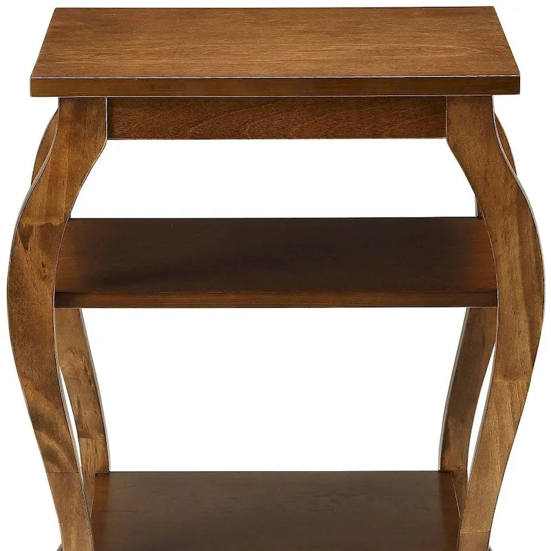 HomeRoots 23 Black Wood Bow Leg End Table With Two Shelves - 20 W x 18 D x 23 H