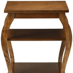 HomeRoots 23 Black Wood Bow Leg End Table With Two Shelves - 20 W x 18 D x 23 H
