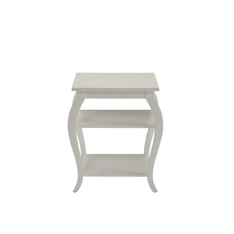 HomeRoots 23 Black Wood Bow Leg End Table With Two Shelves - 20 W x 18 D x 23 H