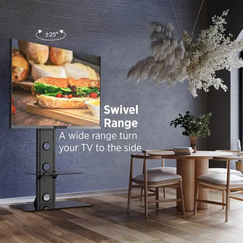 ProMounts Premium Swivel TV Stand Mount for 37-72 Screens with Shelving, Holds up to 110 Lbs