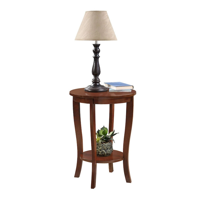 Convenience Concepts American Heritage Round End Table with Shelf