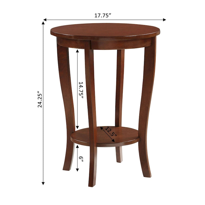 Convenience Concepts American Heritage Round End Table with Shelf