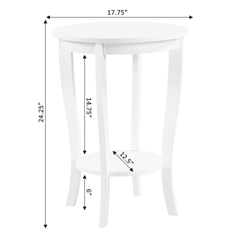 Convenience Concepts American Heritage Round End Table with Shelf