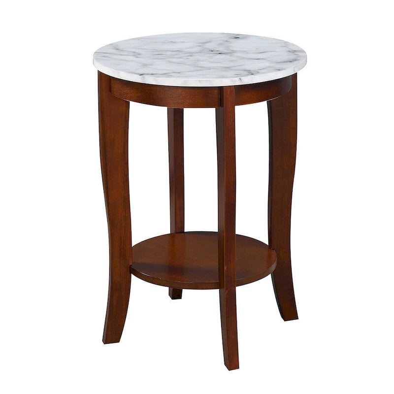 Convenience Concepts American Heritage Round End Table with Shelf