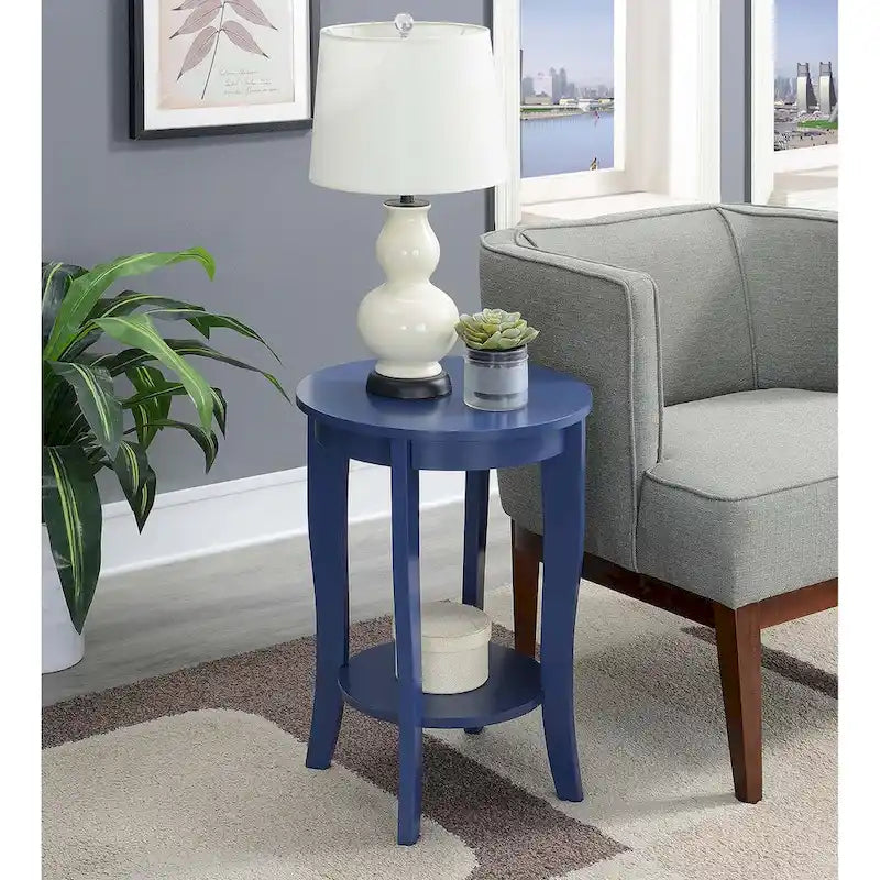 Convenience Concepts American Heritage Round End Table with Shelf