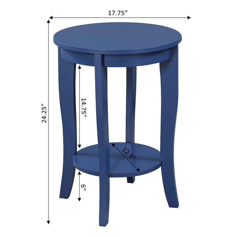 Convenience Concepts American Heritage Round End Table with Shelf