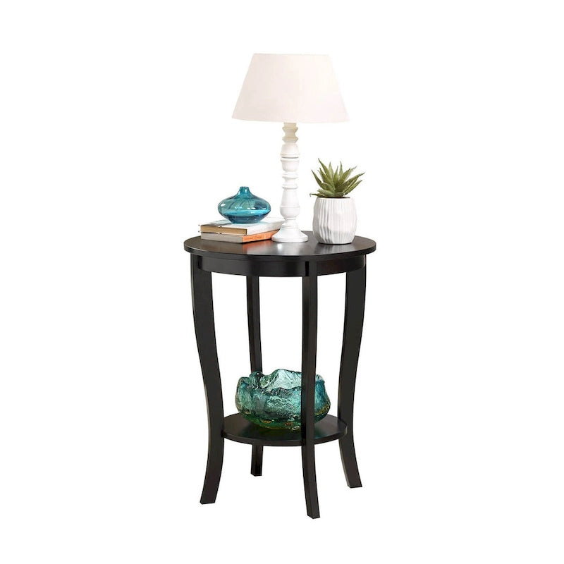 Convenience Concepts American Heritage Round End Table with Shelf