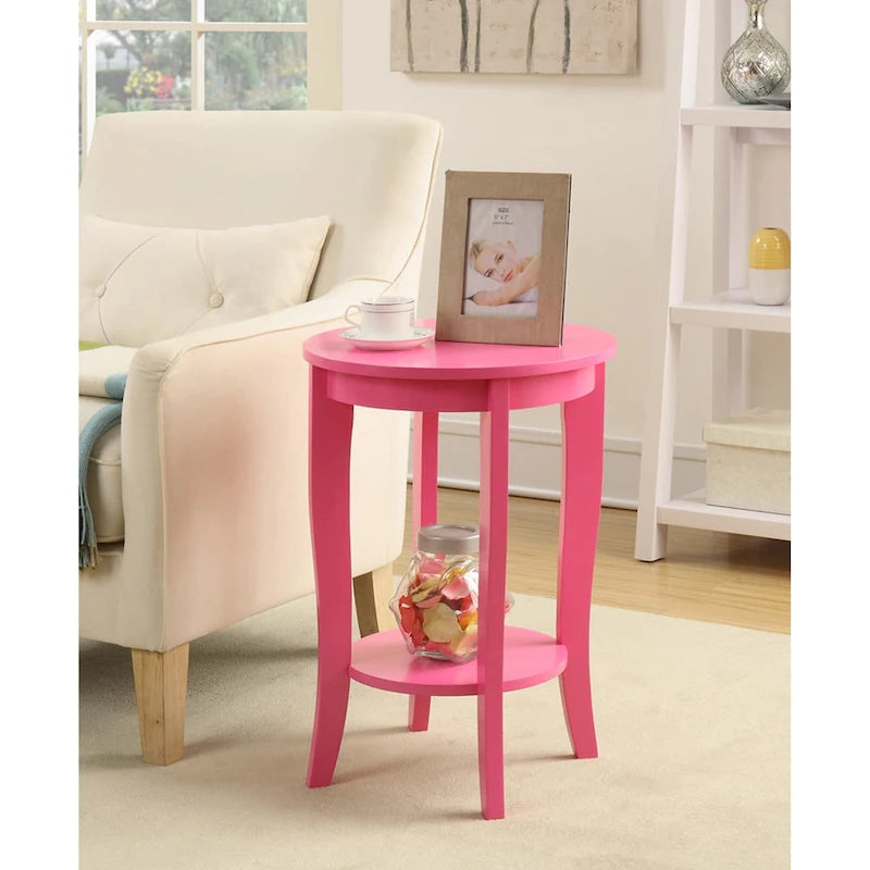Convenience Concepts American Heritage Round End Table with Shelf