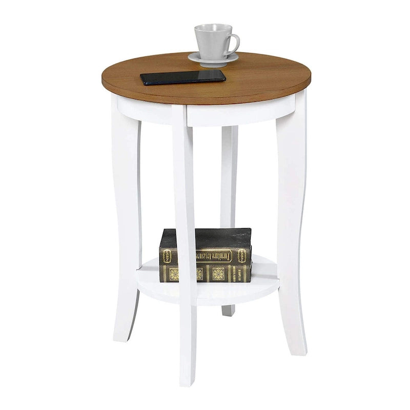 Convenience Concepts American Heritage Round End Table with Shelf