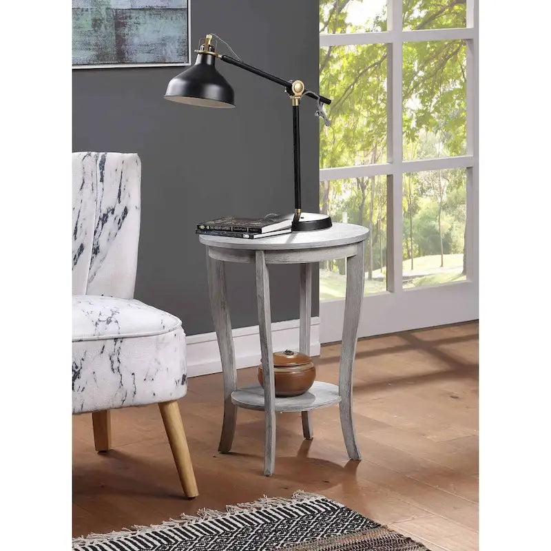 Convenience Concepts American Heritage Round End Table with Shelf