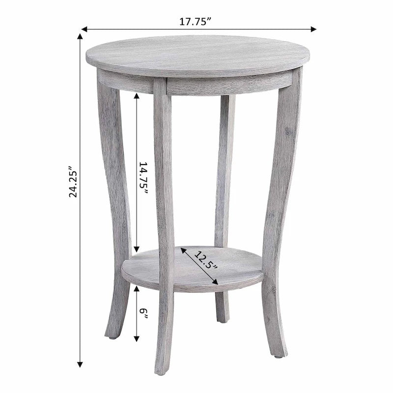 Convenience Concepts American Heritage Round End Table with Shelf