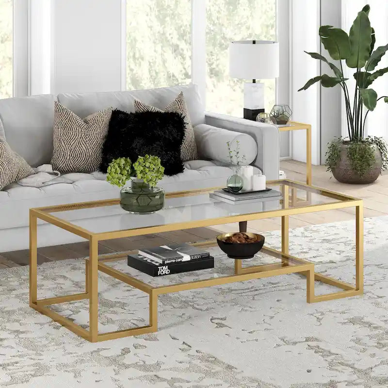 Artemis Contemporary Metal and Glass Coffee Table