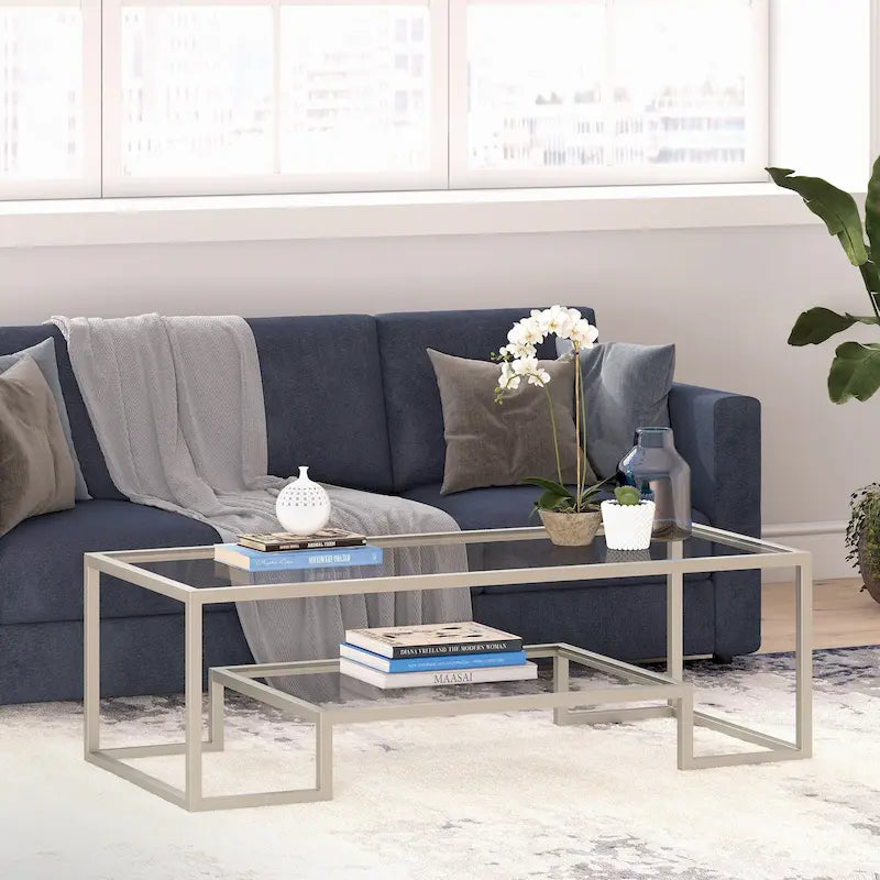 Artemis Contemporary Metal and Glass Coffee Table