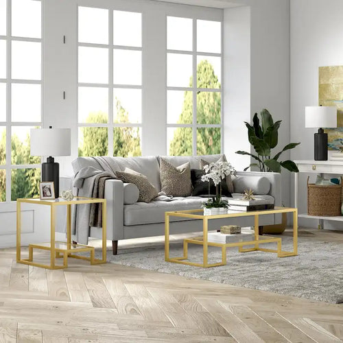 Artemis Contemporary Metal and Glass Coffee Table