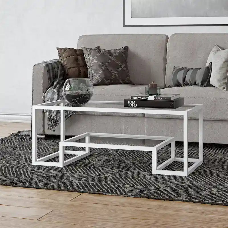 Artemis Contemporary Metal and Glass Coffee Table