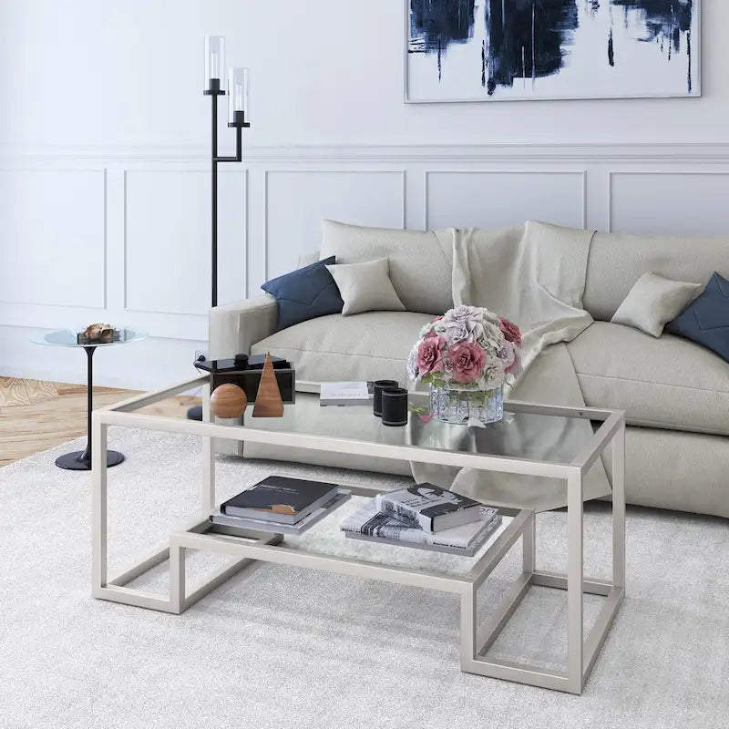 Artemis Contemporary Metal and Glass Coffee Table