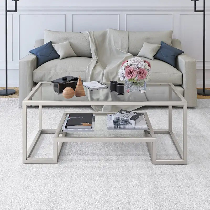 Artemis Contemporary Metal and Glass Coffee Table