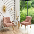 Modern Dining Chairs Set of 2, Upholstered Accent Chair Tufted Back Armless Chair with Back Pull