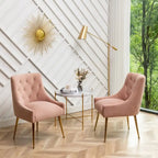 Modern Dining Chairs Set of 2, Upholstered Accent Chair Tufted Back Armless Chair with Back Pull