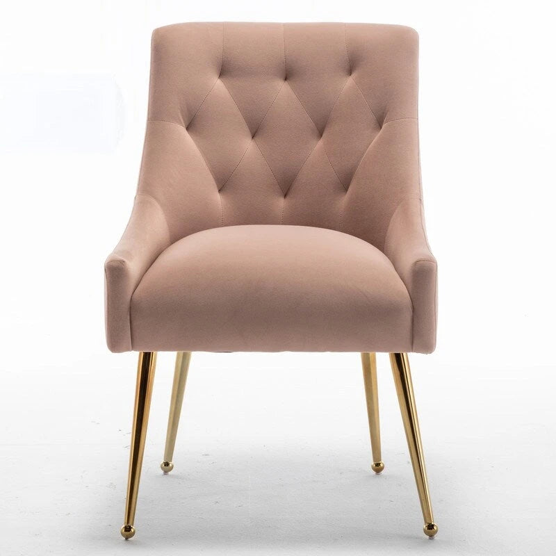 Modern Dining Chairs Set of 2, Upholstered Accent Chair Tufted Back Armless Chair with Back Pull