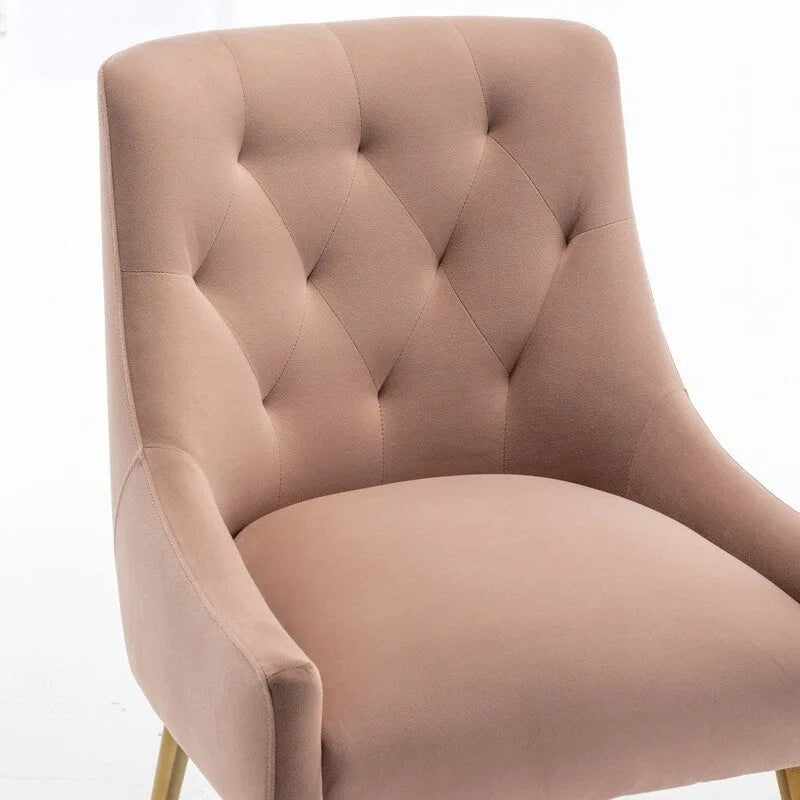 Modern Dining Chairs Set of 2, Upholstered Accent Chair Tufted Back Armless Chair with Back Pull