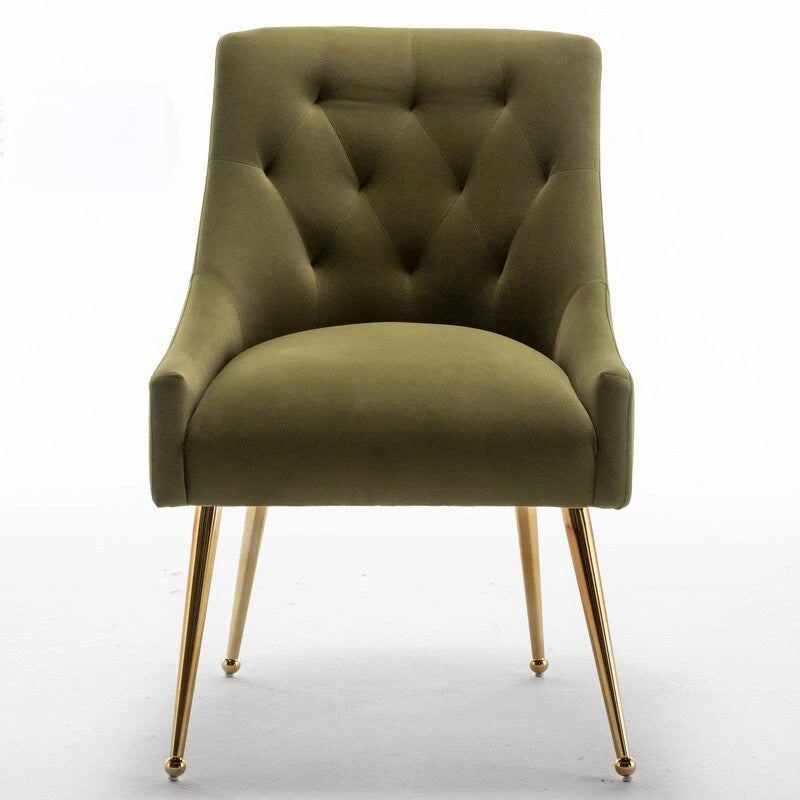 Modern Dining Chairs Set of 2, Upholstered Accent Chair Tufted Back Armless Chair with Back Pull