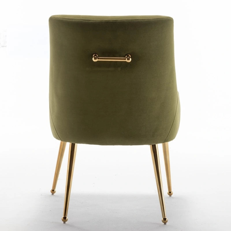 Modern Dining Chairs Set of 2, Upholstered Accent Chair Tufted Back Armless Chair with Back Pull