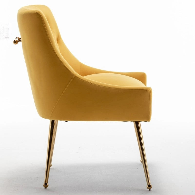Modern Dining Chairs Set of 2, Upholstered Accent Chair Tufted Back Armless Chair with Back Pull