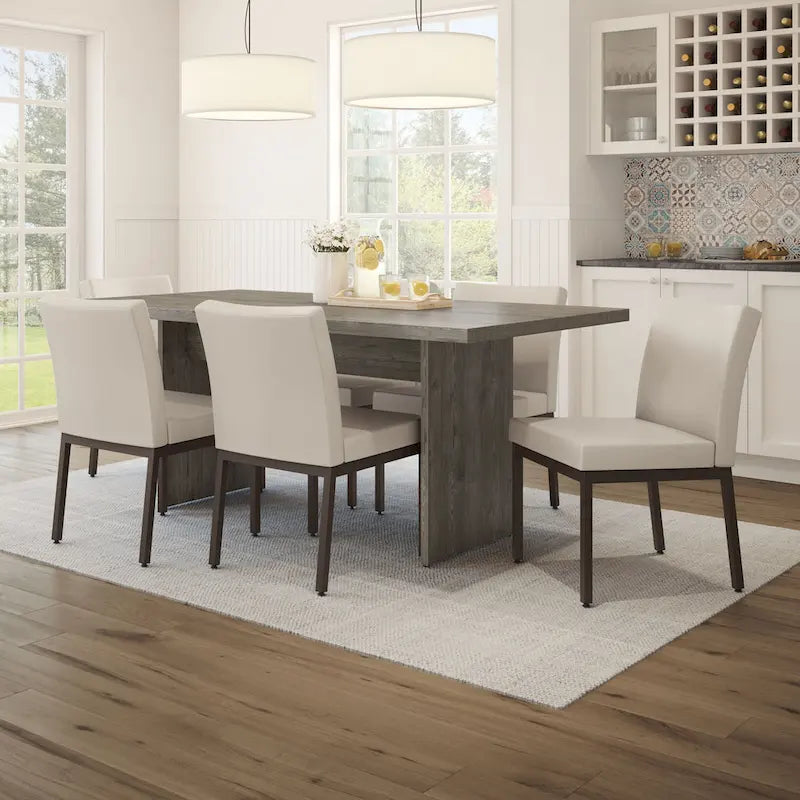 Amisco Jeffrey 72 Table and Perry Chairs 7-Pieces Dining Set