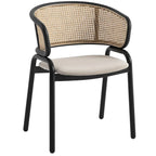 Ervilla Modern Wicker Back Dining Chair with Upholstered Velvet Seat Armchair for Dining Room and Kitchen, Set of 4 - 29.9