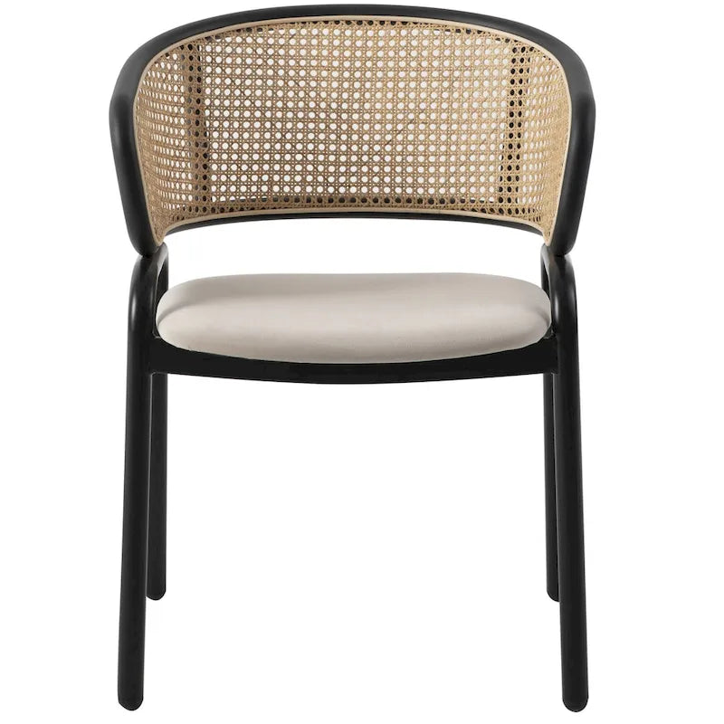 Ervilla Modern Wicker Back Dining Chair with Upholstered Velvet Seat Armchair for Dining Room and Kitchen, Set of 4 - 29.9