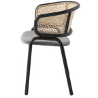 Ervilla Modern Wicker Back Dining Chair with Upholstered Velvet Seat Armchair for Dining Room and Kitchen, Set of 4 - 29.9