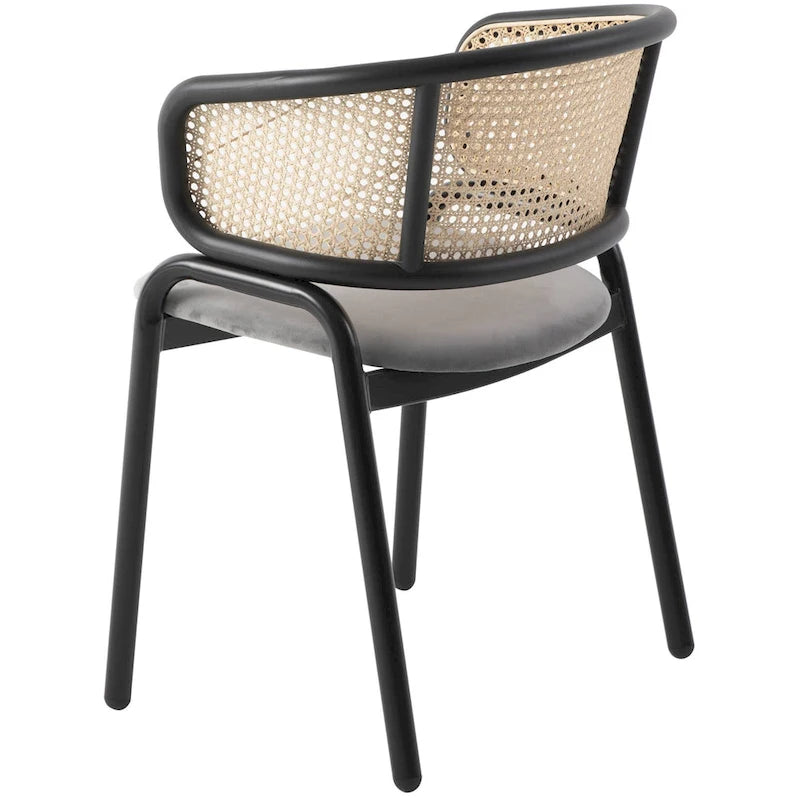 Ervilla Modern Wicker Back Dining Chair with Upholstered Velvet Seat Armchair for Dining Room and Kitchen, Set of 4 - 29.9