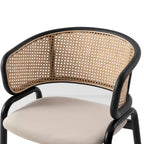 Ervilla Modern Wicker Back Dining Chair with Upholstered Velvet Seat Armchair for Dining Room and Kitchen, Set of 4 - 29.9