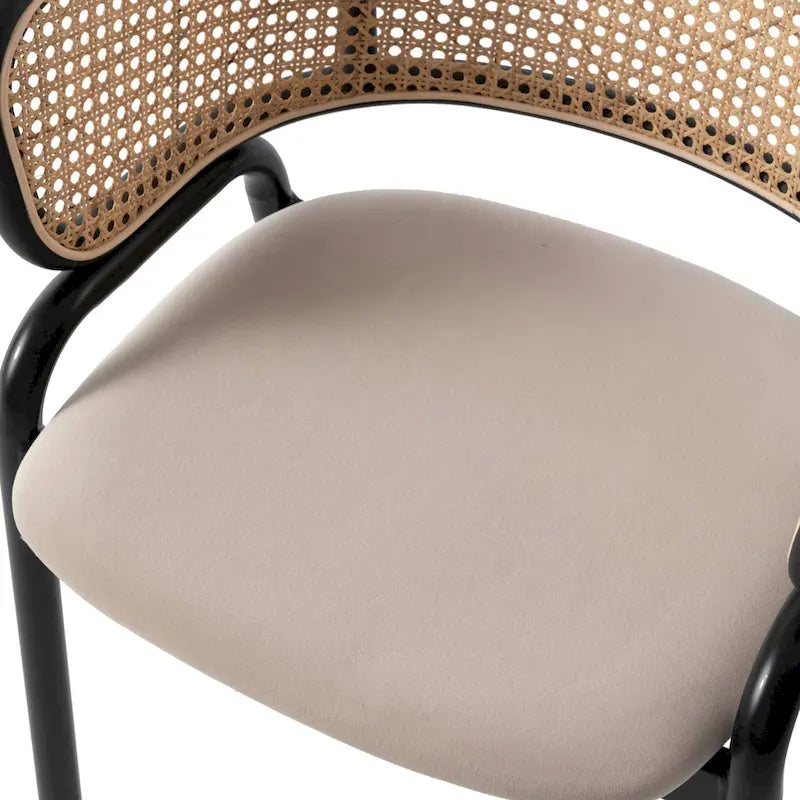 Ervilla Modern Wicker Back Dining Chair with Upholstered Velvet Seat Armchair for Dining Room and Kitchen, Set of 4 - 29.9