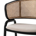 Ervilla Modern Wicker Back Dining Chair with Upholstered Velvet Seat Armchair for Dining Room and Kitchen, Set of 4 - 29.9