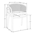 Ervilla Modern Wicker Back Dining Chair with Upholstered Velvet Seat Armchair for Dining Room and Kitchen, Set of 4 - 29.9