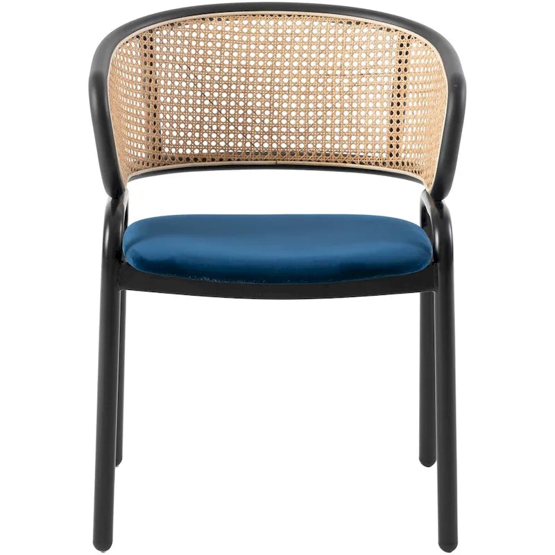 Ervilla Modern Wicker Back Dining Chair with Upholstered Velvet Seat Armchair for Dining Room and Kitchen, Set of 4 - 29.9