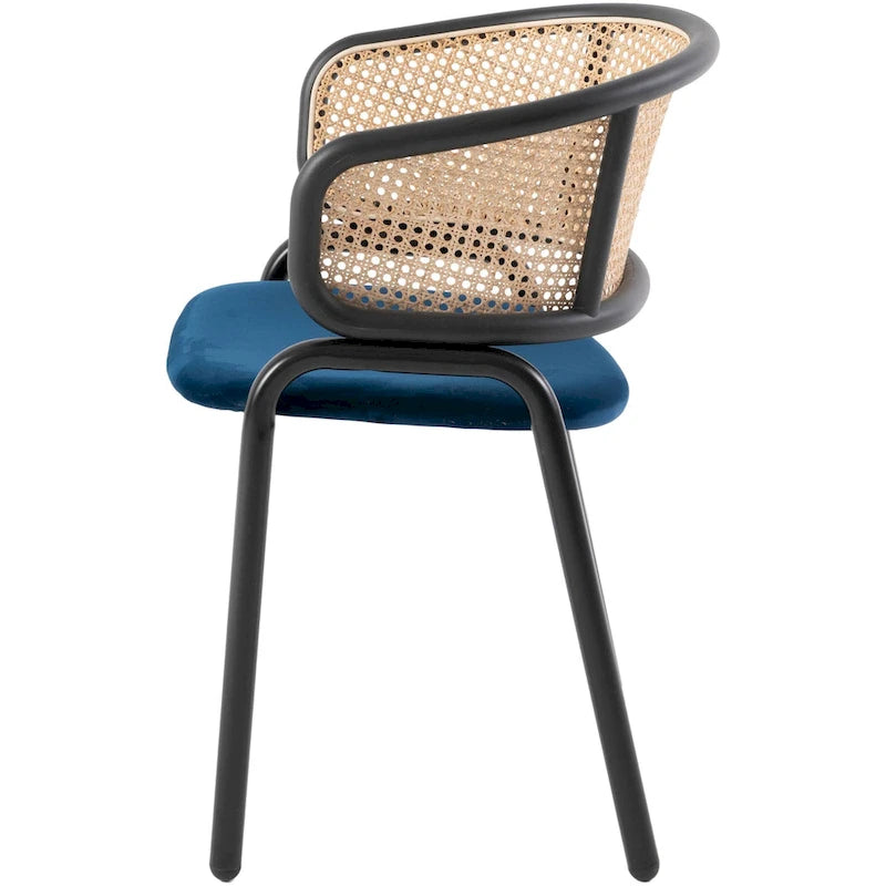Ervilla Modern Wicker Back Dining Chair with Upholstered Velvet Seat Armchair for Dining Room and Kitchen, Set of 4 - 29.9