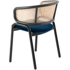 Ervilla Modern Wicker Back Dining Chair with Upholstered Velvet Seat Armchair for Dining Room and Kitchen, Set of 4 - 29.9