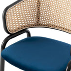 Ervilla Modern Wicker Back Dining Chair with Upholstered Velvet Seat Armchair for Dining Room and Kitchen, Set of 4 - 29.9