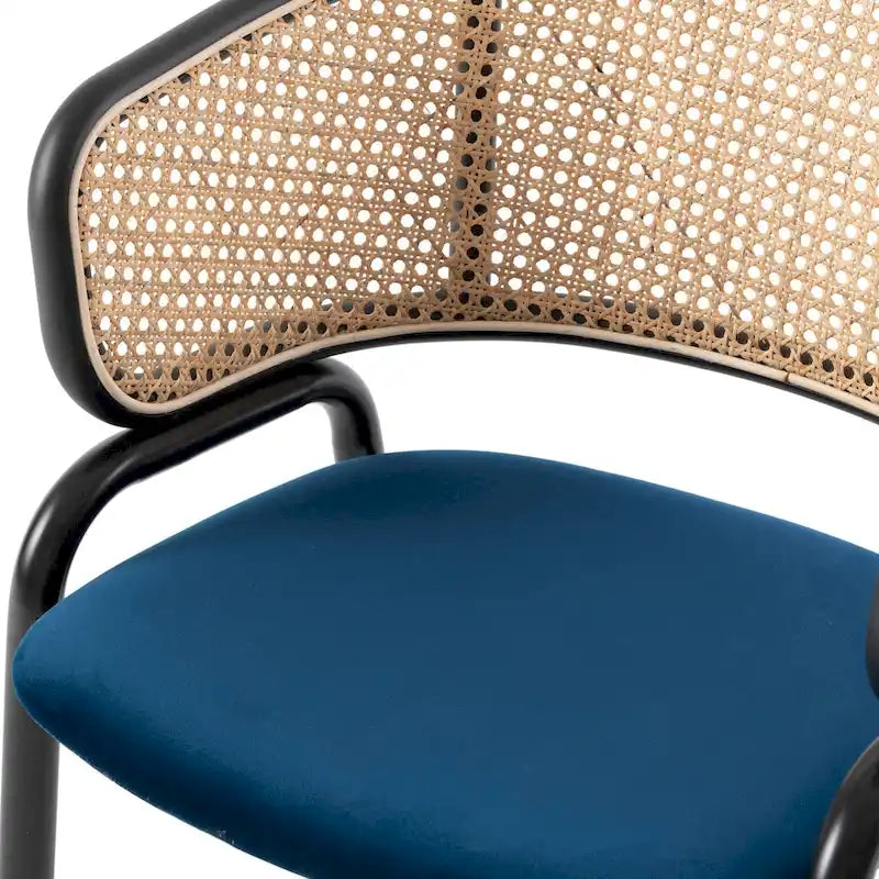 Ervilla Modern Wicker Back Dining Chair with Upholstered Velvet Seat Armchair for Dining Room and Kitchen, Set of 4 - 29.9