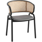 Ervilla Modern Wicker Back Dining Chair with Upholstered Velvet Seat Armchair for Dining Room and Kitchen, Set of 4 - 29.9