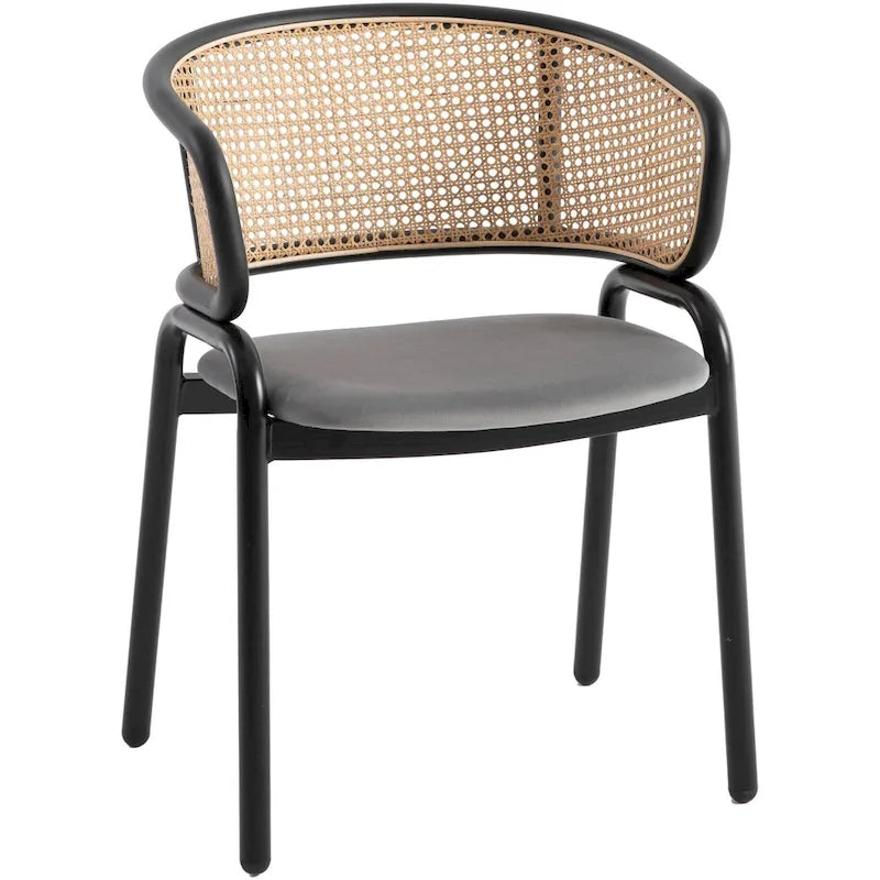 Ervilla Modern Wicker Back Dining Chair with Upholstered Velvet Seat Armchair for Dining Room and Kitchen, Set of 4 - 29.9